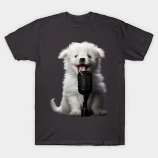 White cloud Puppy Singing T-Shirt